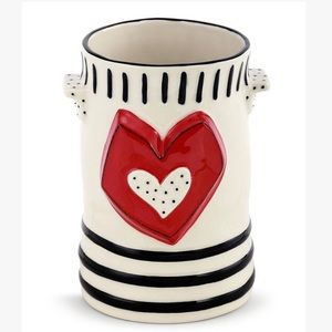 Heartful Home White & Red Stripe Heart Crock